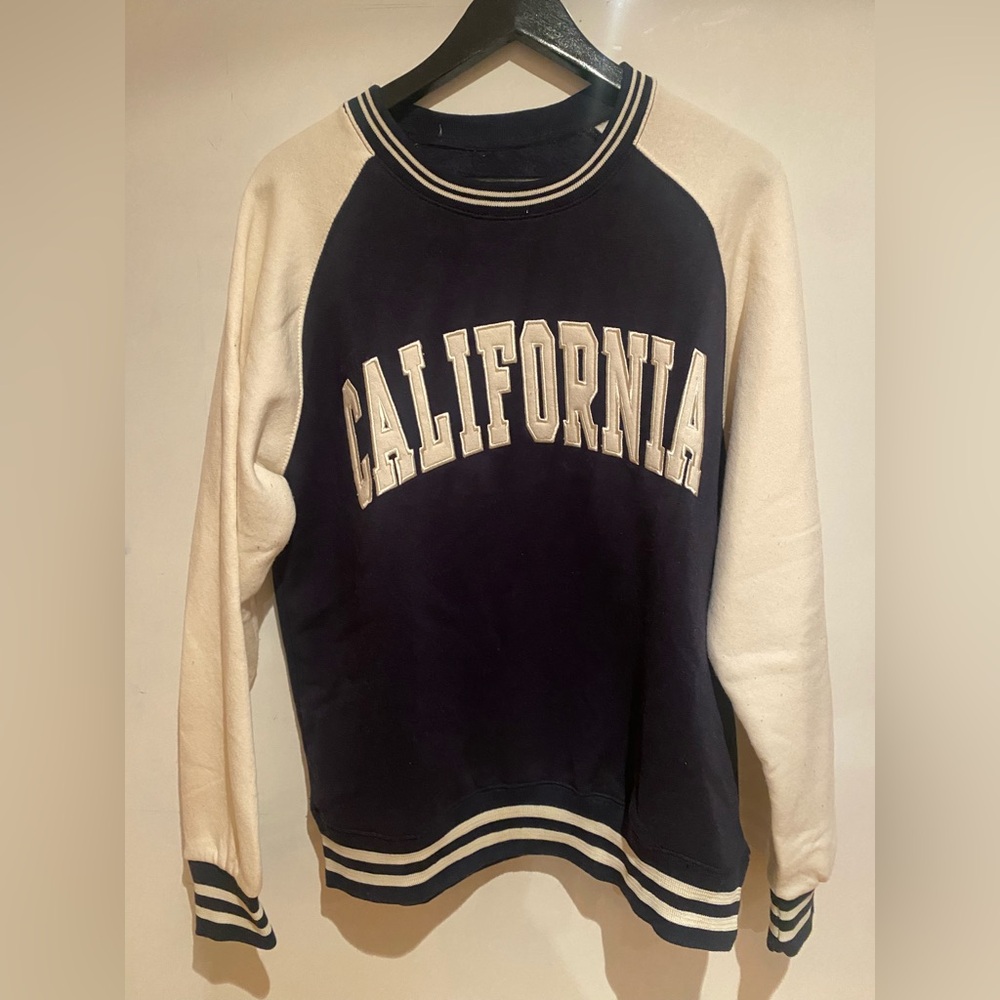 California Graphic Raglan Sweatshirt - Navy and Cream